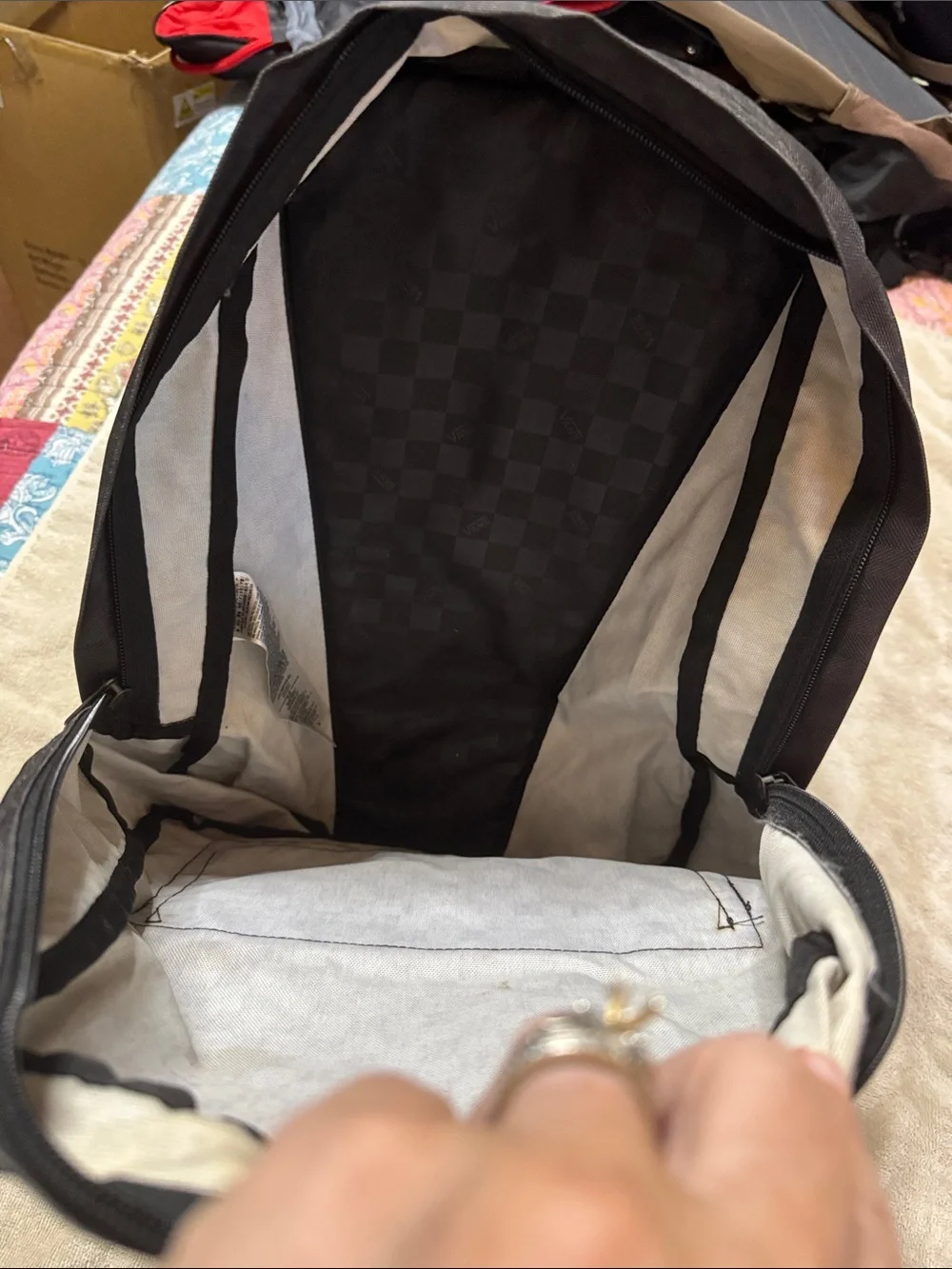 Vans Black Checkerboard Pattern Backpack